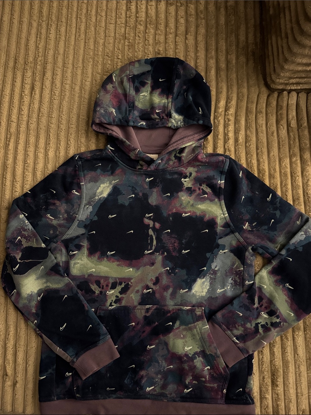 Nike YouthXL  Black Multicolor Nebula Print Turtleneck Hoodie